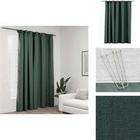 Verdunkelungsvorhang mit Haken Leinenoptik Grün 290x245 cm - Verdunklungsvorhang - Leinenlook - Vorhang Grün - Wohnraumgestaltung - Schlafzimmerschutz von VIDAXL
