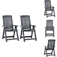 Verstellbare Gartenstühle 2 Stk. Kunststoff Anthrazit - Gartenstühle - Klappstühle - Outdoor Möbel - Balkonmöbel - Terrassenmöbel von VIDAXL