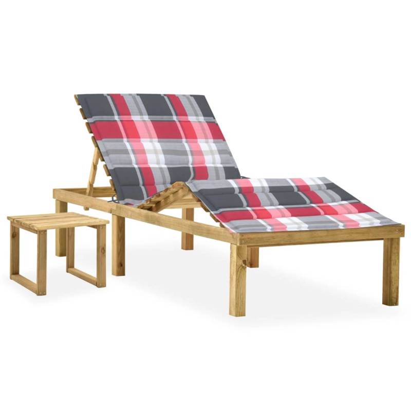 vidaXL 200 x 70 x  31,5-77  cmGarten-Sonnenliege mit Tisch und Auflage Kiefer Imprägniert von VIDAXL