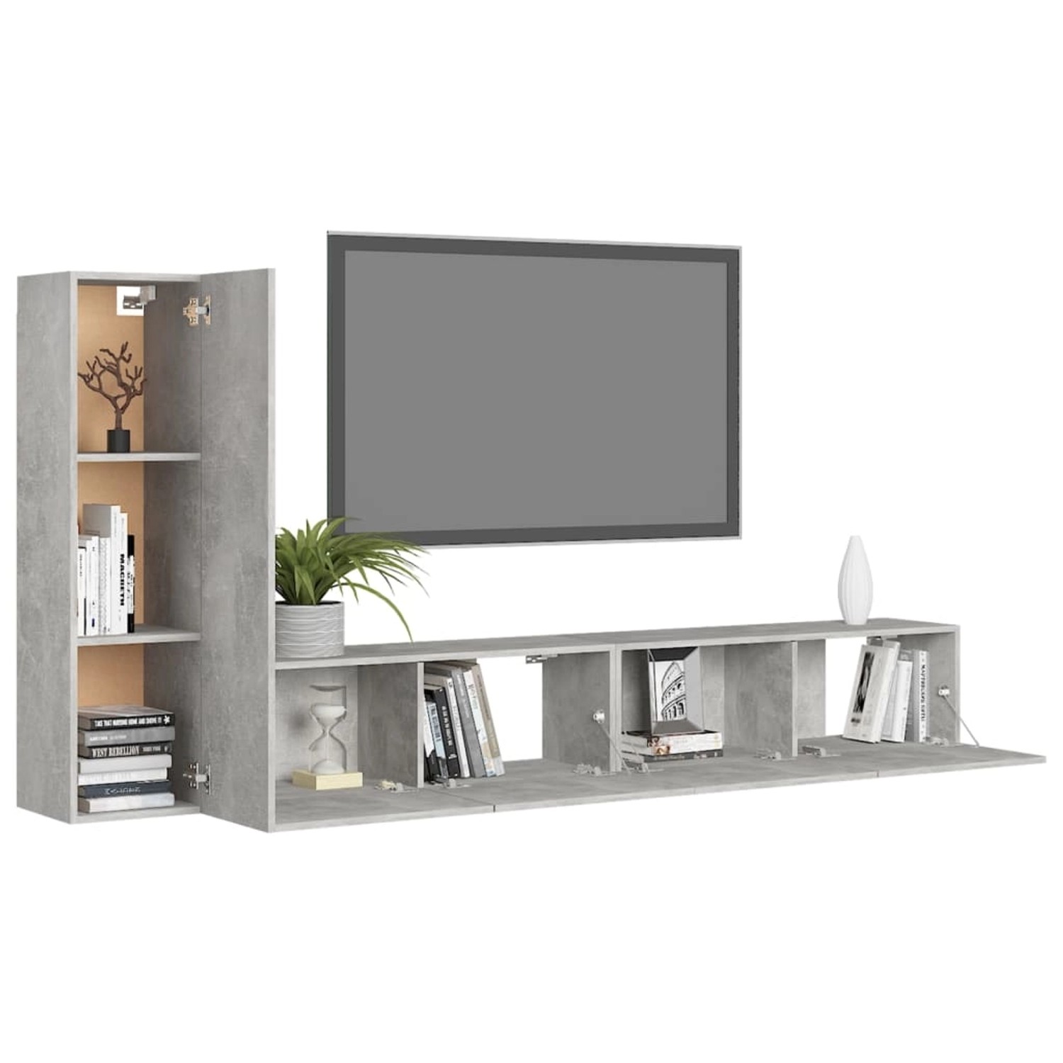 VidaXL 3-tlg. TV-Schrank-Set Betongrau Holzwerkstoff 8 von VIDAXL