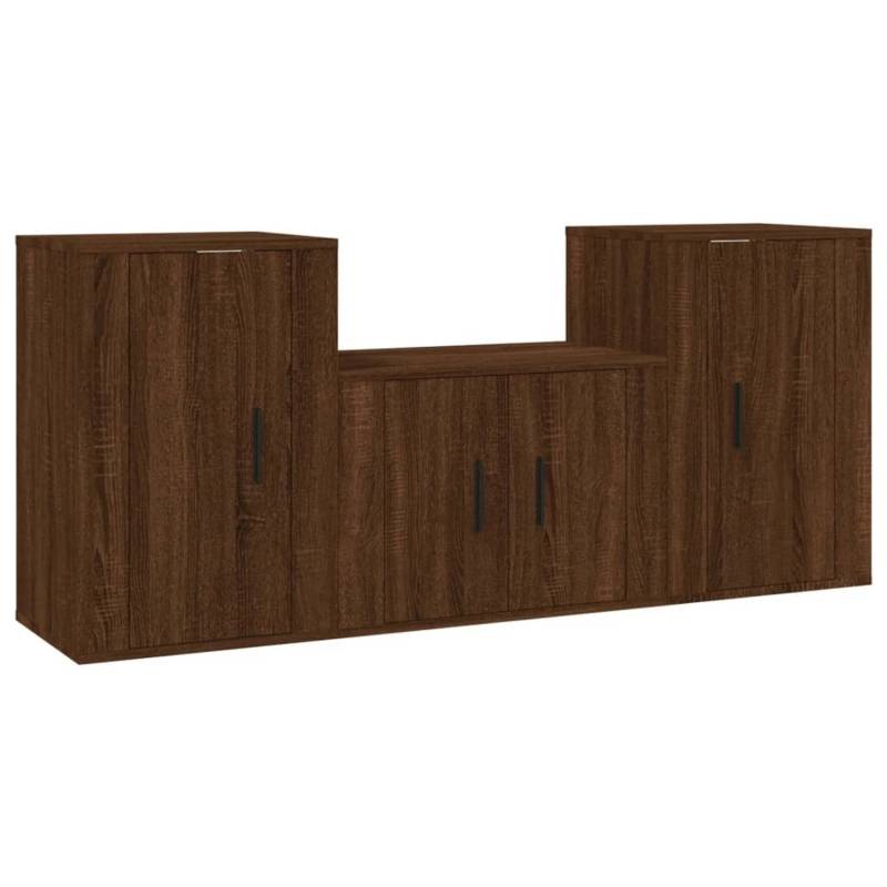 VidaXL 3-tlg. TV-Schrank-Set Braun Eichen-Optik Holzwerkstoff 1 von VIDAXL