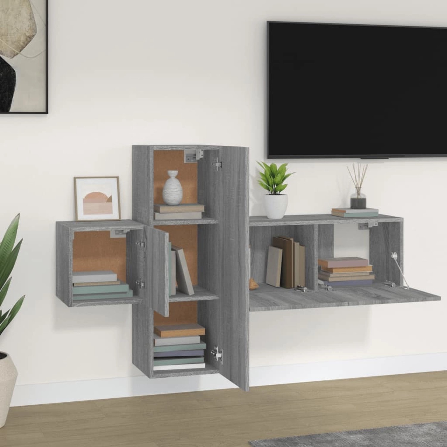 VidaXL 3-tlg. TV-Schrank-Set Grau Sonoma Holzwerkstoff  Modell 5 von VIDAXL