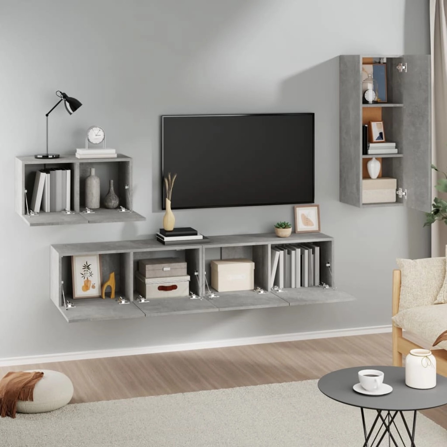 VidaXL 4-tlg. TV-Schrank-Set Betongrau Holzwerkstoff  Modell 32 von VIDAXL