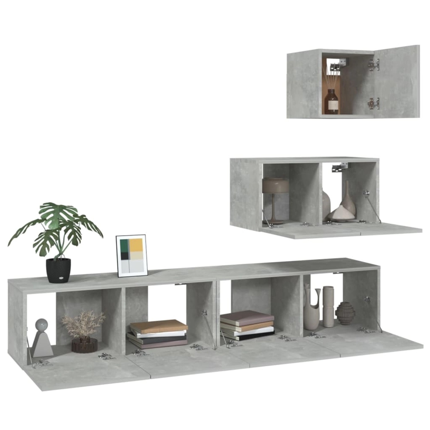 VidaXL 4-tlg. TV-Schrank-Set Betongrau Holzwerkstoff Modell 34 VidaXL 4-tlg. TV-Schrank-Set Betongrau Holzwerkstoff Modell 34 von VIDAXL