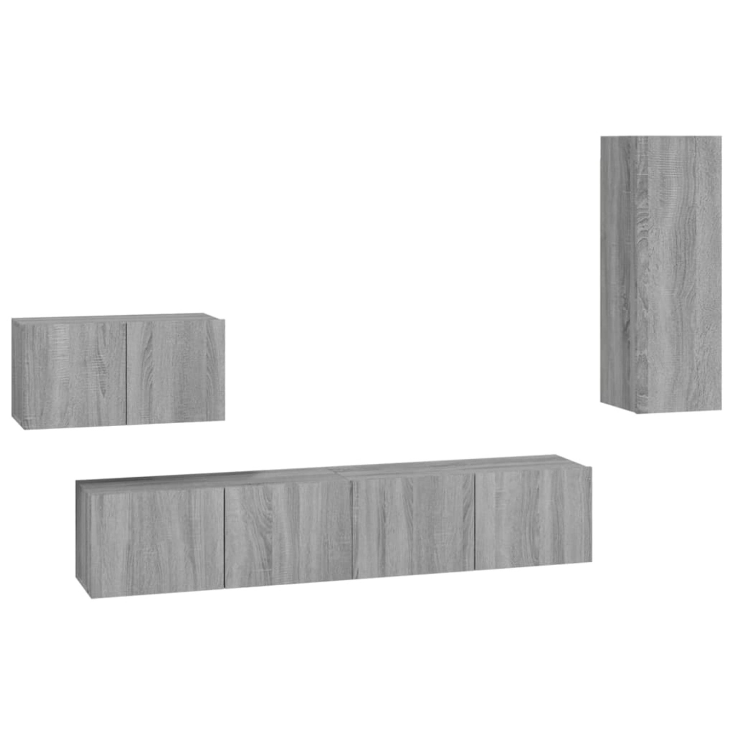VidaXL 4-tlg. TV-Schrank-Set Grau Sonoma Holzwerkstoff 3 von VIDAXL
