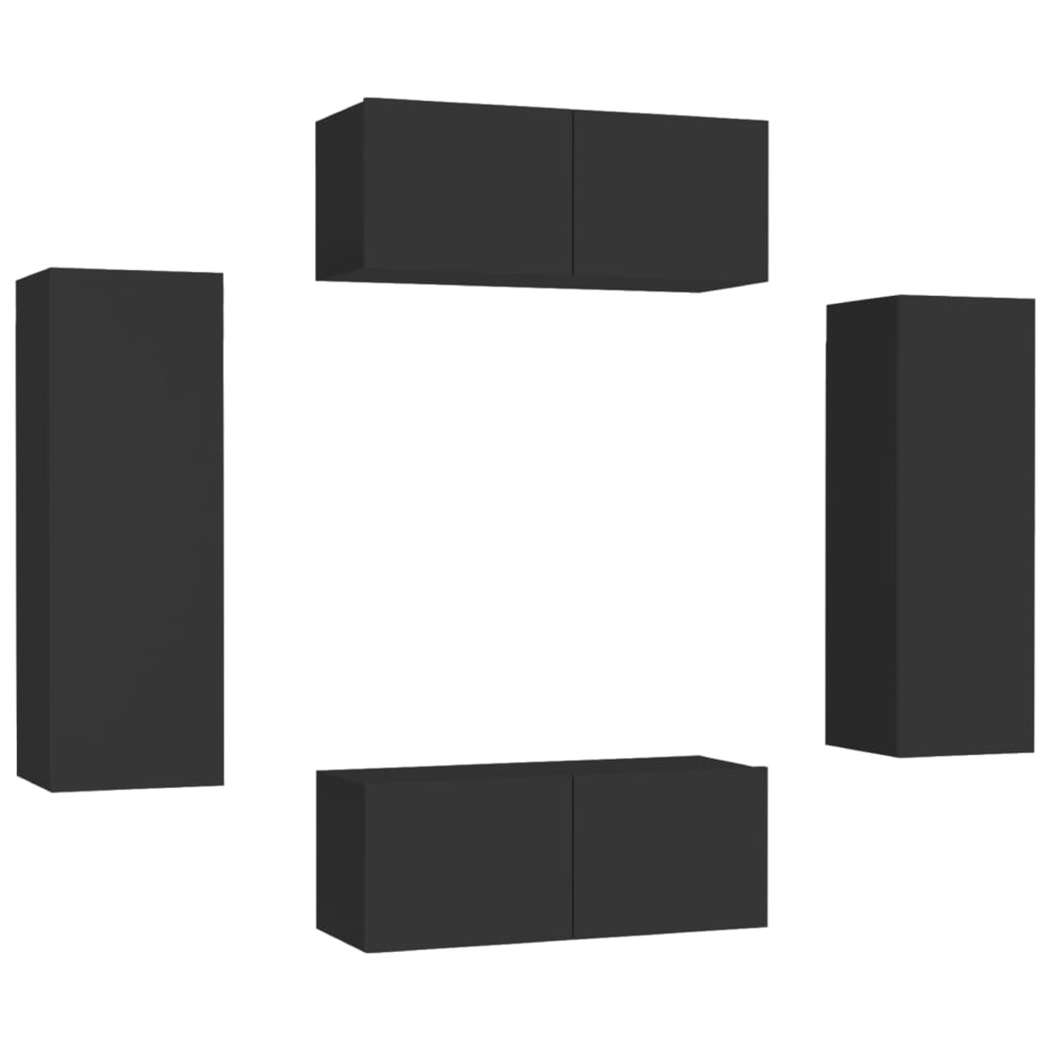 VidaXL 4-tlg. TV-Schrank-Set Schwarz Holzwerkstoff 10 VidaXL 4-tlg. TV-Schrank-Set Schwarz Holzwerkstoff 10 von VIDAXL