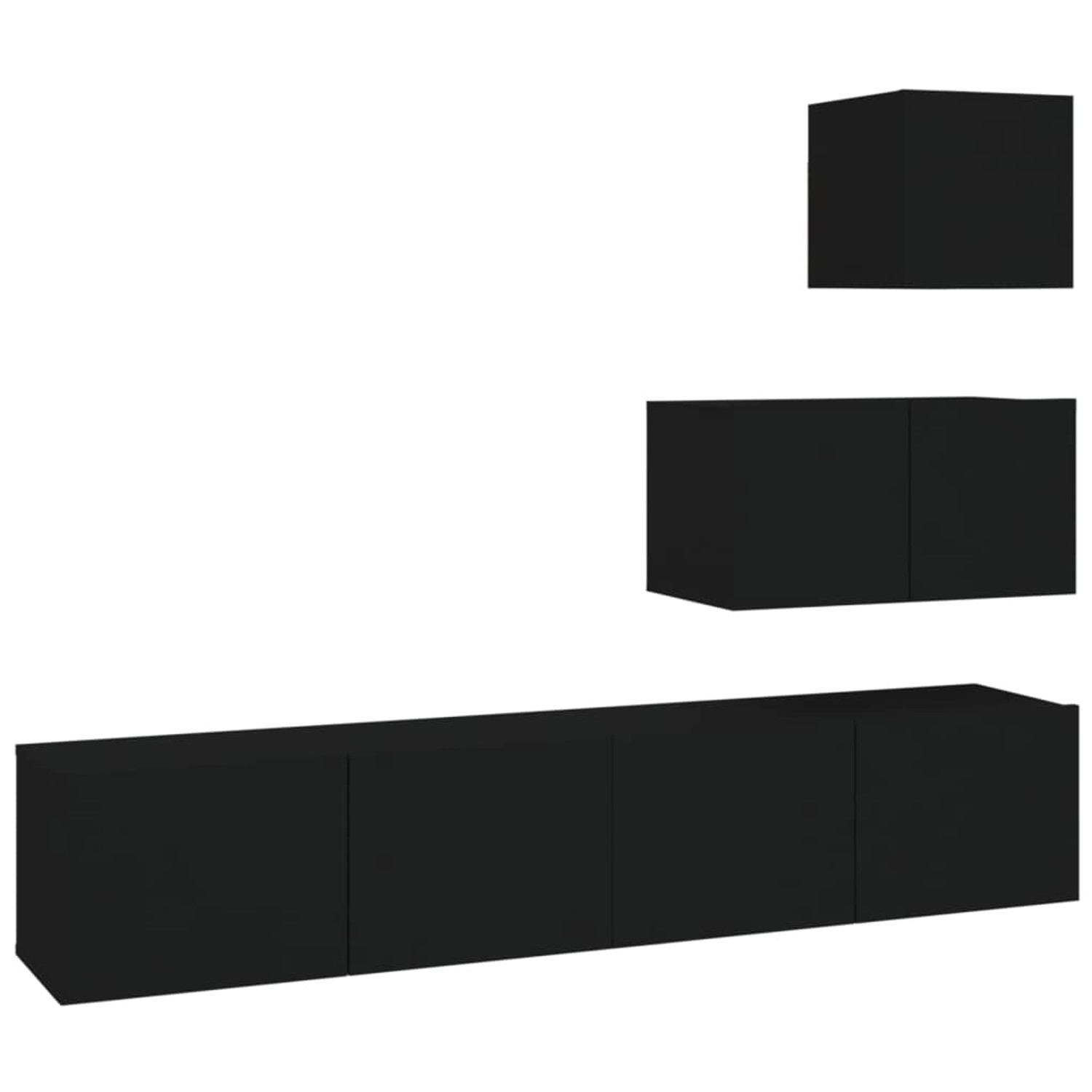 VidaXL 4-tlg. TV-Schrank-Set Schwarz Holzwerkstoff 2 VidaXL 4-tlg. TV-Schrank-Set Schwarz Holzwerkstoff 2 von VIDAXL