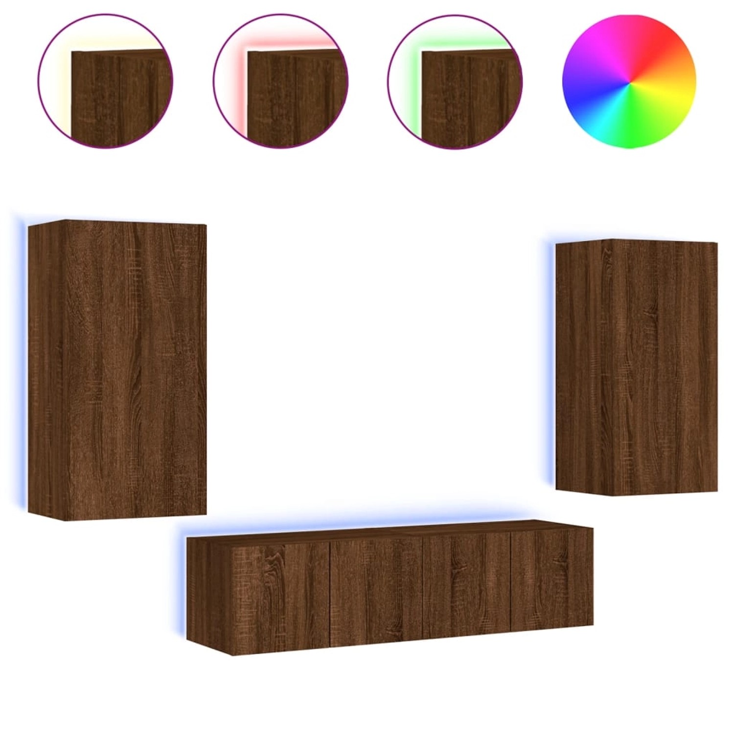 VidaXL 4-tlg. Wohnwand mit LED-Beleuchtung Braun Eiche Holzwerkstoff Modell 5 VidaXL 4-tlg. Wohnwand mit LED-Beleuchtung Braun Eiche Holzwerkstoff Modell 5 von VIDAXL