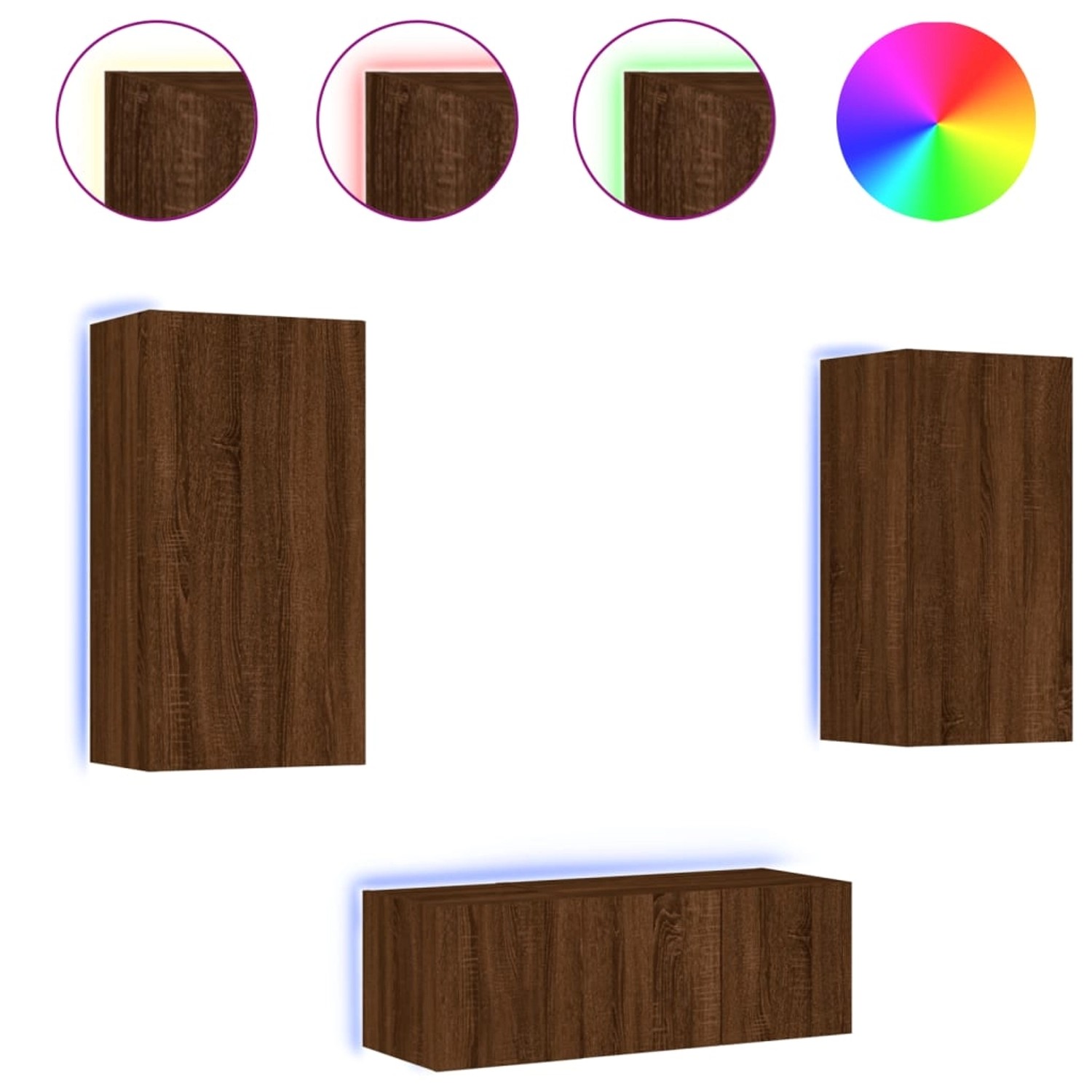 VidaXL 4-tlg. Wohnwand mit LED-Beleuchtung Braun Eiche Holzwerkstoff Modell 8 VidaXL 4-tlg. Wohnwand mit LED-Beleuchtung Braun Eiche Holzwerkstoff Modell 8 von VIDAXL