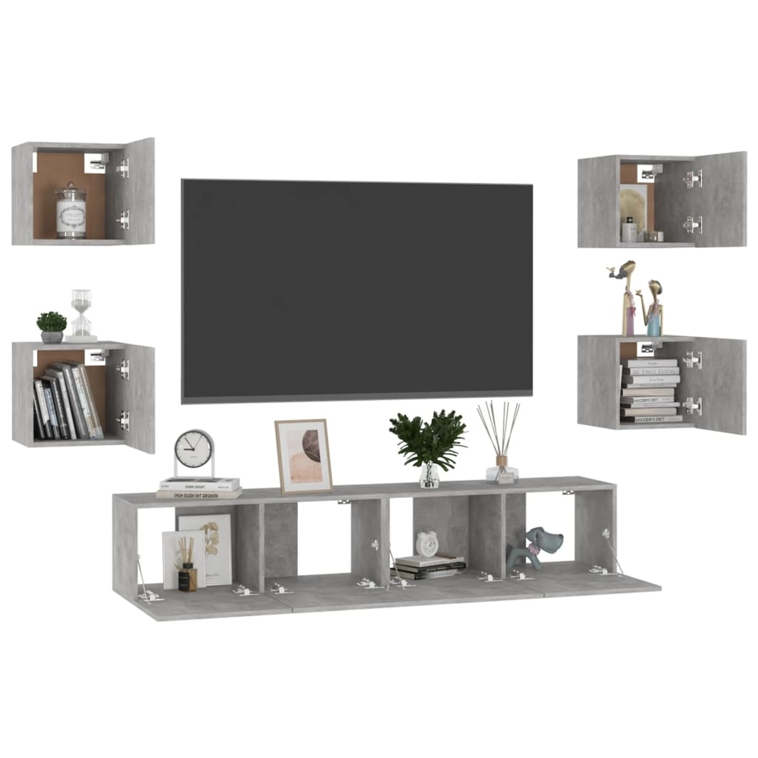 VidaXL 6-tlg. TV-Schrank-Set Betongrau Holzwerkstoff Modell 6 VidaXL 6-tlg. TV-Schrank-Set Betongrau Holzwerkstoff Modell 6 von VIDAXL