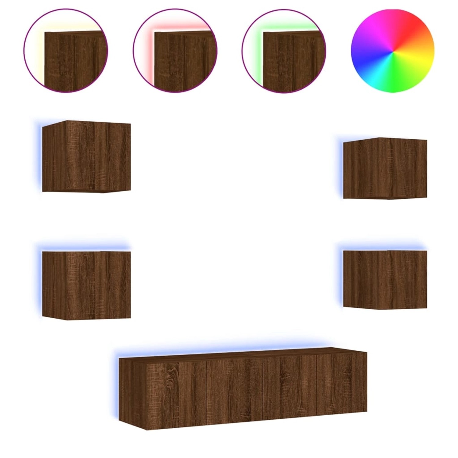 VidaXL 6-tlg. Wohnwand mit LED-Beleuchtung Braun Eichen-Optik Modell 6 VidaXL 6-tlg. Wohnwand mit LED-Beleuchtung Braun Eichen-Optik Modell 6 von VIDAXL
