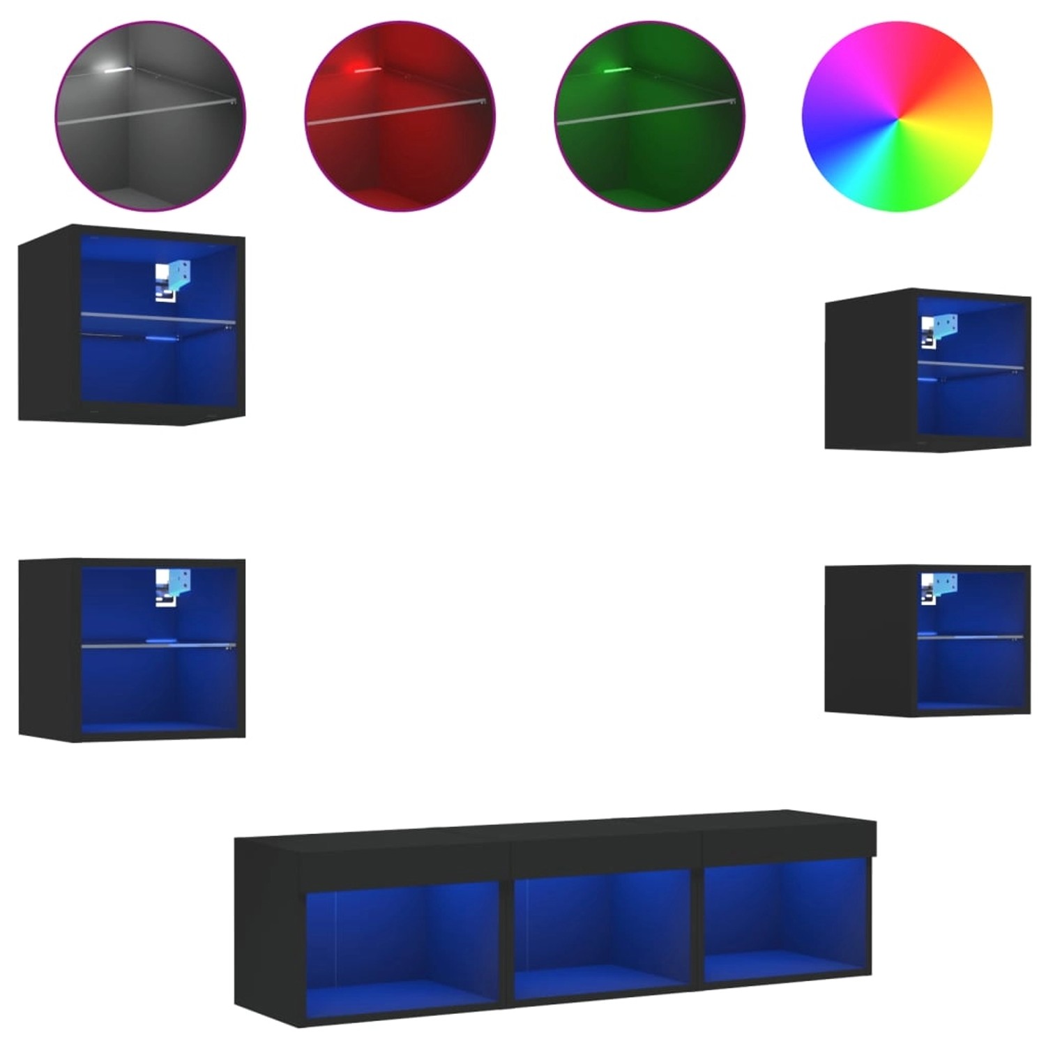 VidaXL 7-tlg. Wohnwand mit LED-Beleuchtung Schwarz Holzwerkstoff Modell 1 VidaXL 7-tlg. Wohnwand mit LED-Beleuchtung Schwarz Holzwerkstoff Modell 1 von VIDAXL