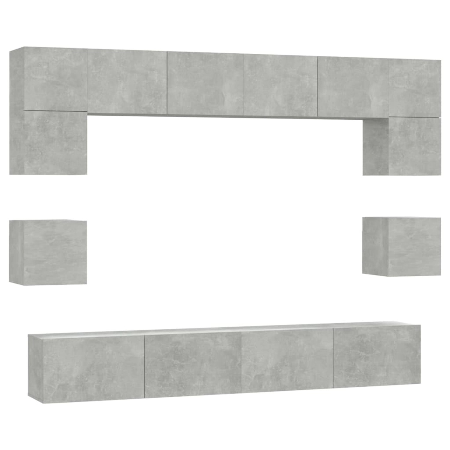 VidaXL 8-tlg. TV-Schrank-Set Betongrau Holzwerkstoff 1 von VIDAXL