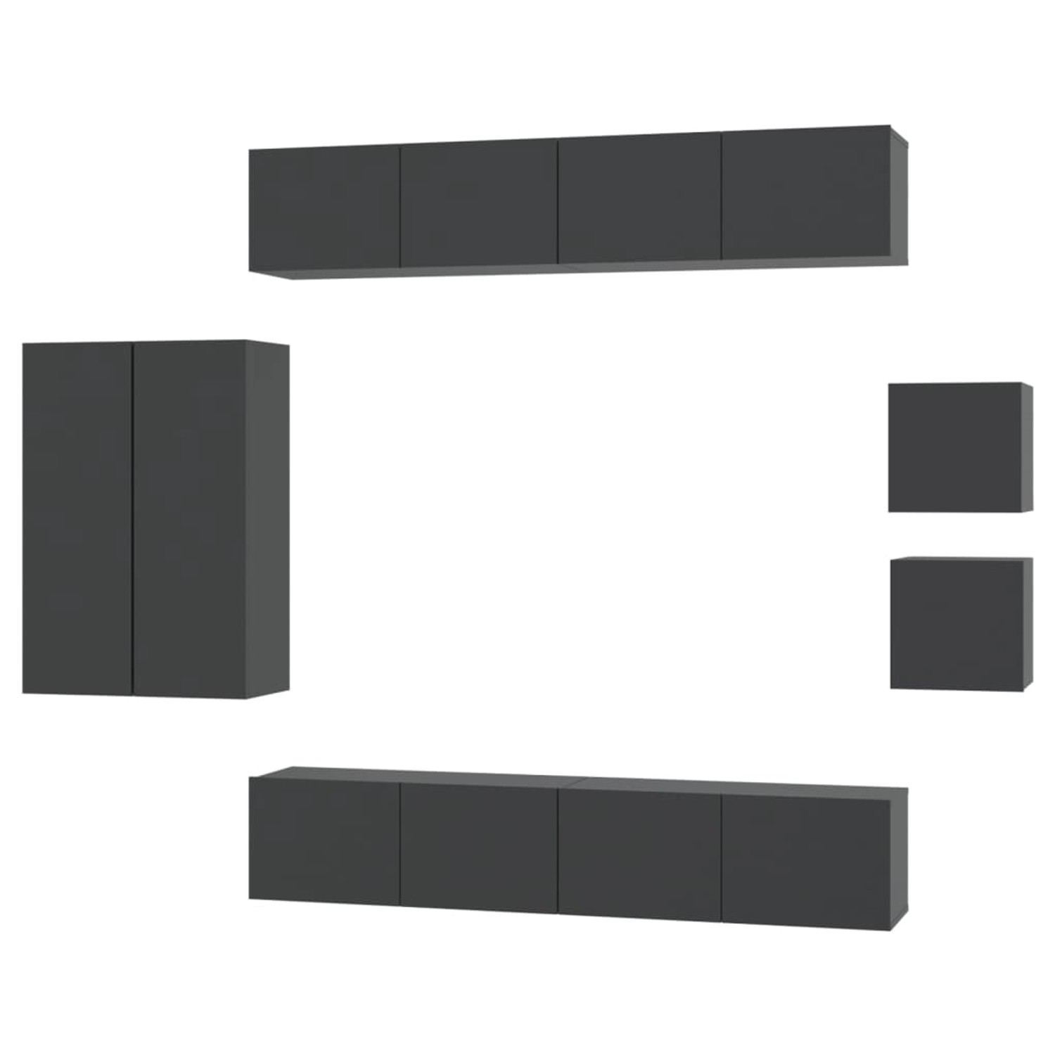 VidaXL 8-tlg. TV-Schrank-Set Schwarz Holzwerkstoff 2 von VIDAXL