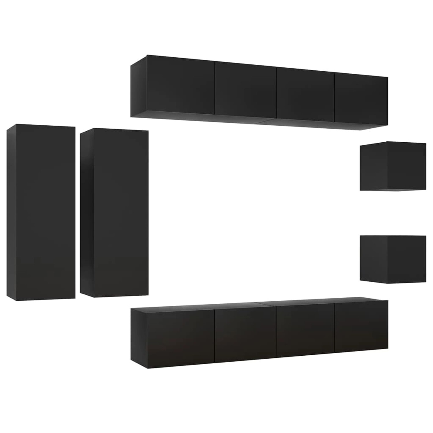 VidaXL 8-tlg. TV-Schrank-Set Schwarz Holzwerkstoff 9 von VIDAXL