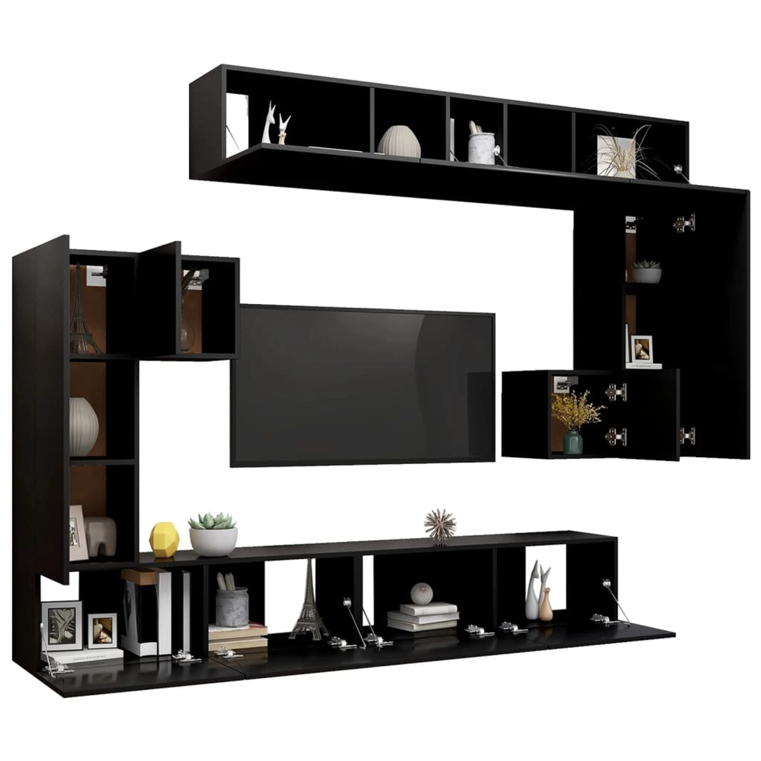 VidaXL 8-tlg. TV-Schrank-Set Schwarz Holzwerkstoff  Modell 18 von VIDAXL