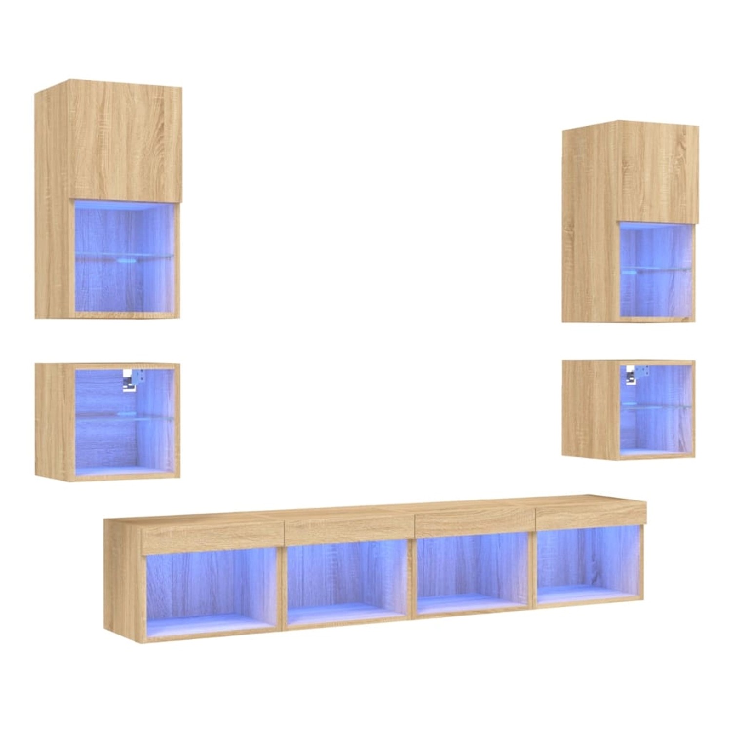 VidaXL 8-tlg. Wohnwand mit LED-Beleuchtung Sonoma-Eiche Holzwerkstoff  Modell 1 von VIDAXL