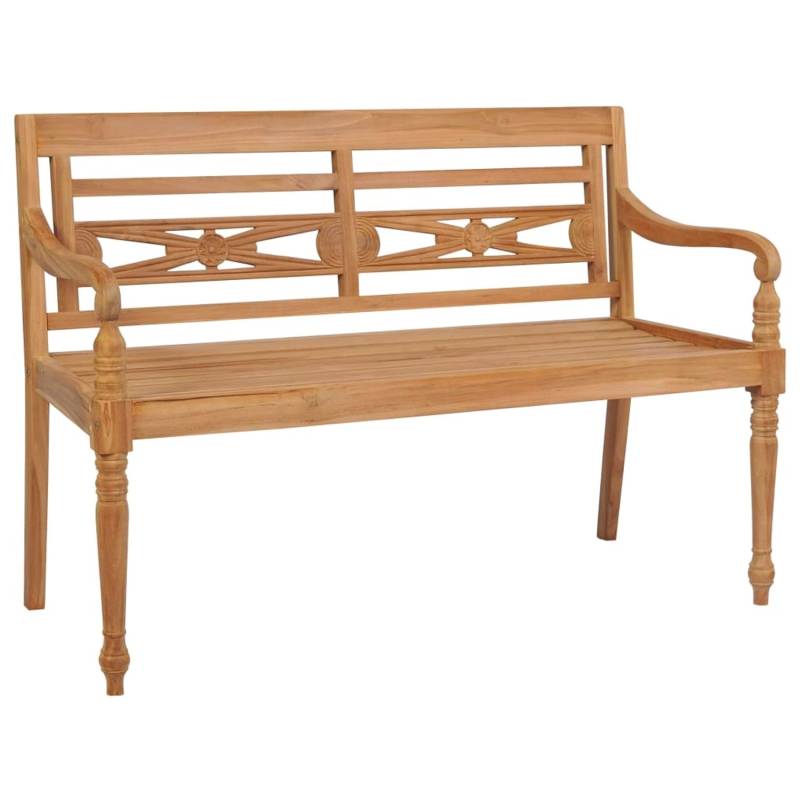 VidaXL Batavia-Gartenbank 120 cm Teak Massivholz mit Beigem Kissen von VIDAXL