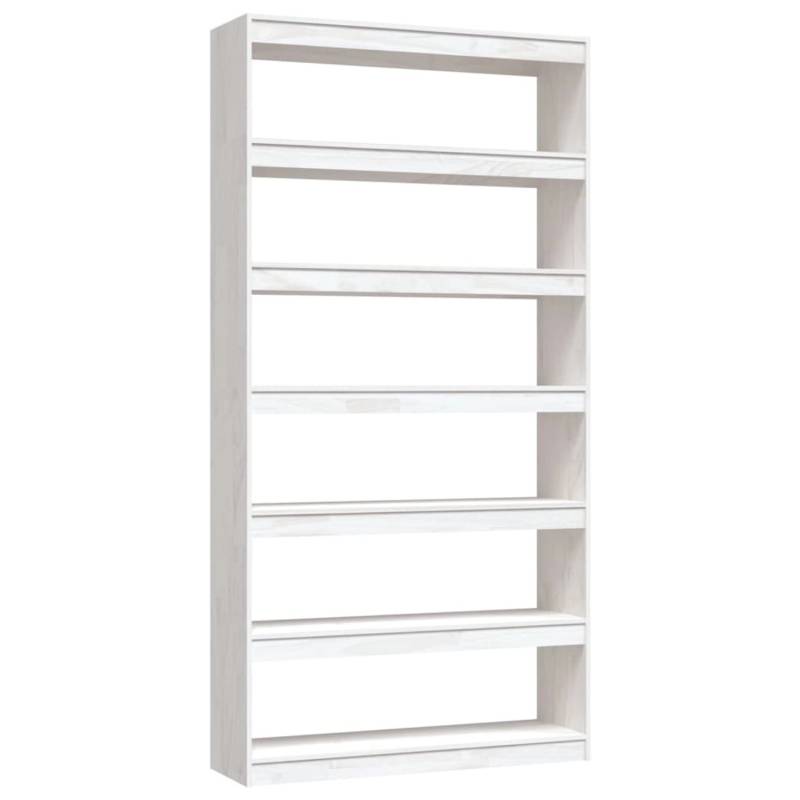 VidaXL Bücherregal/Raumteiler Weiß 100x30x200 cm Kiefer Massivholz von VIDAXL