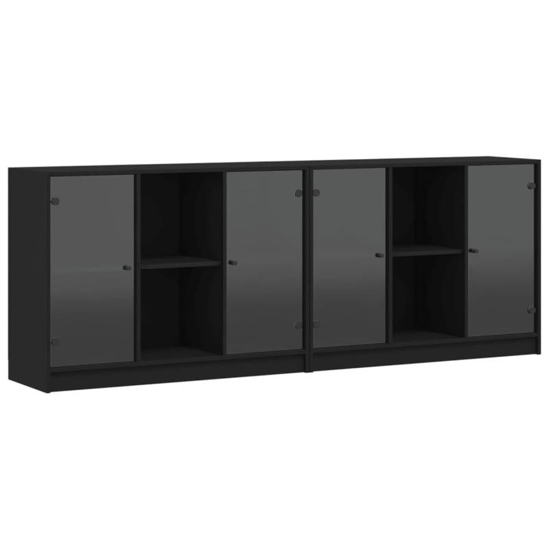 VidaXL Bücherschrank mit Türen Schwarz 204x37x75 cm Holzwerkstoff von VIDAXL