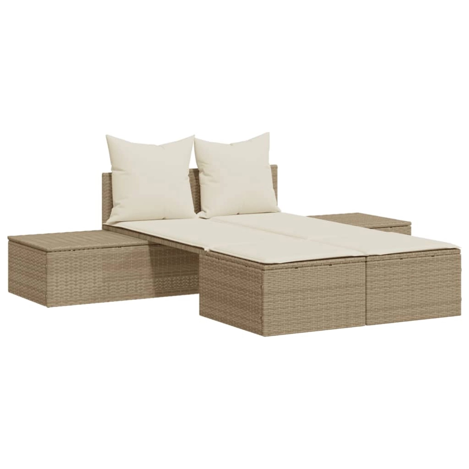VidaXL Doppel-Sonnenliege 104 x 162 x 30 cm mit Auflagen Beige Poly Rattan VidaXL Doppel-Sonnenliege 104 x 162 x 30 cm mit Auflagen Beige Poly Rattan von VIDAXL