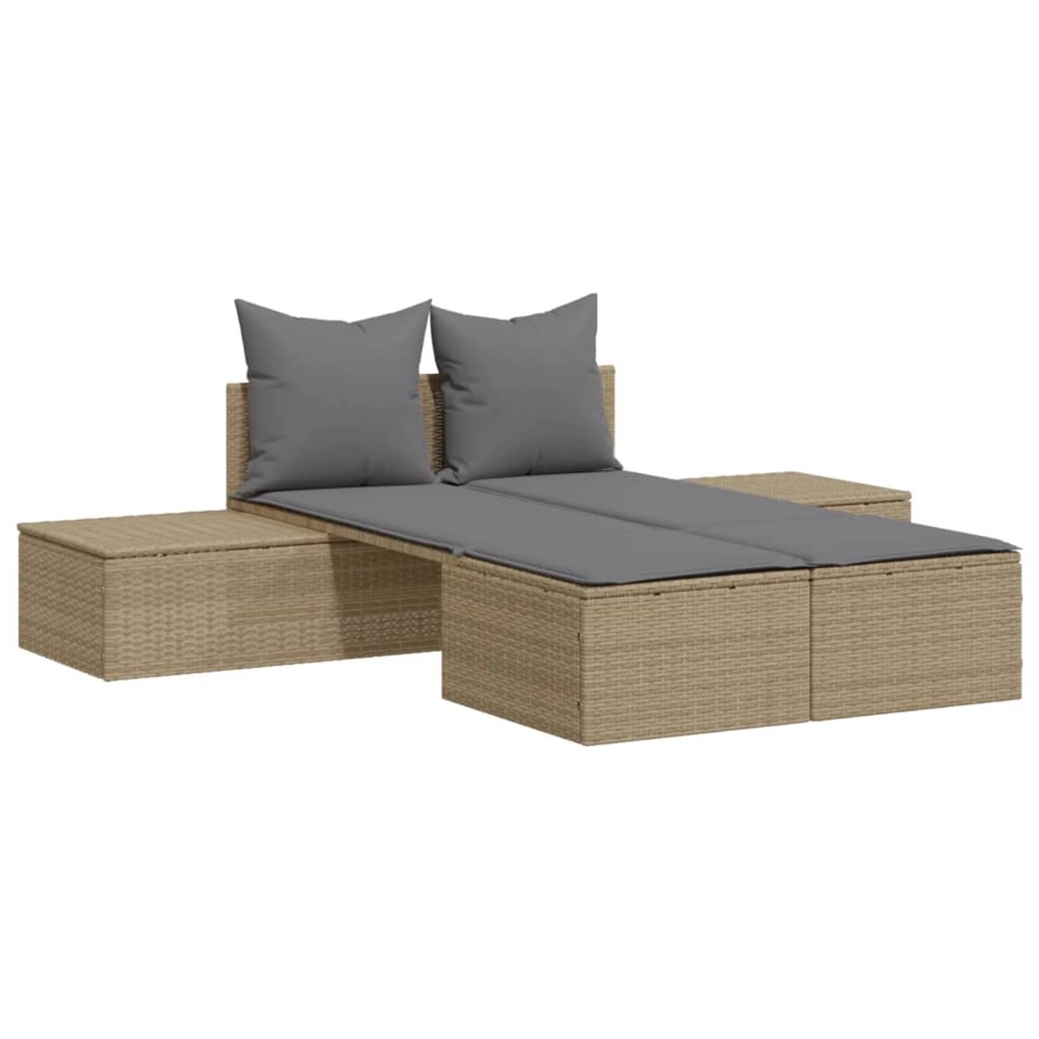VidaXL Doppel-Sonnenliege mit Auflagen Beige Poly Rattan 104 x 162 x 30 cm VidaXL Doppel-Sonnenliege mit Auflagen Beige Poly Rattan 104 x 162 x 30 cm von VIDAXL