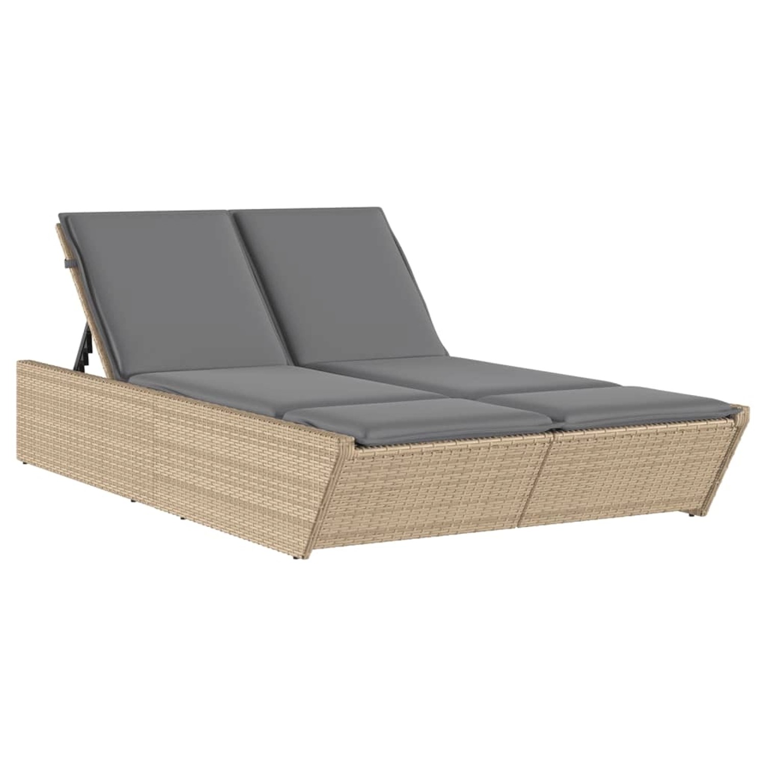 VidaXL Doppel-Sonnenliege mit Auflagen Beige Poly Rattan 118 x 200 x 50,5/62,5/73,5/83 cm VidaXL Doppel-Sonnenliege mit Auflagen Beige Poly Rattan 118 x 200 x 50,5/62,5/73,5/83 cm von VIDAXL