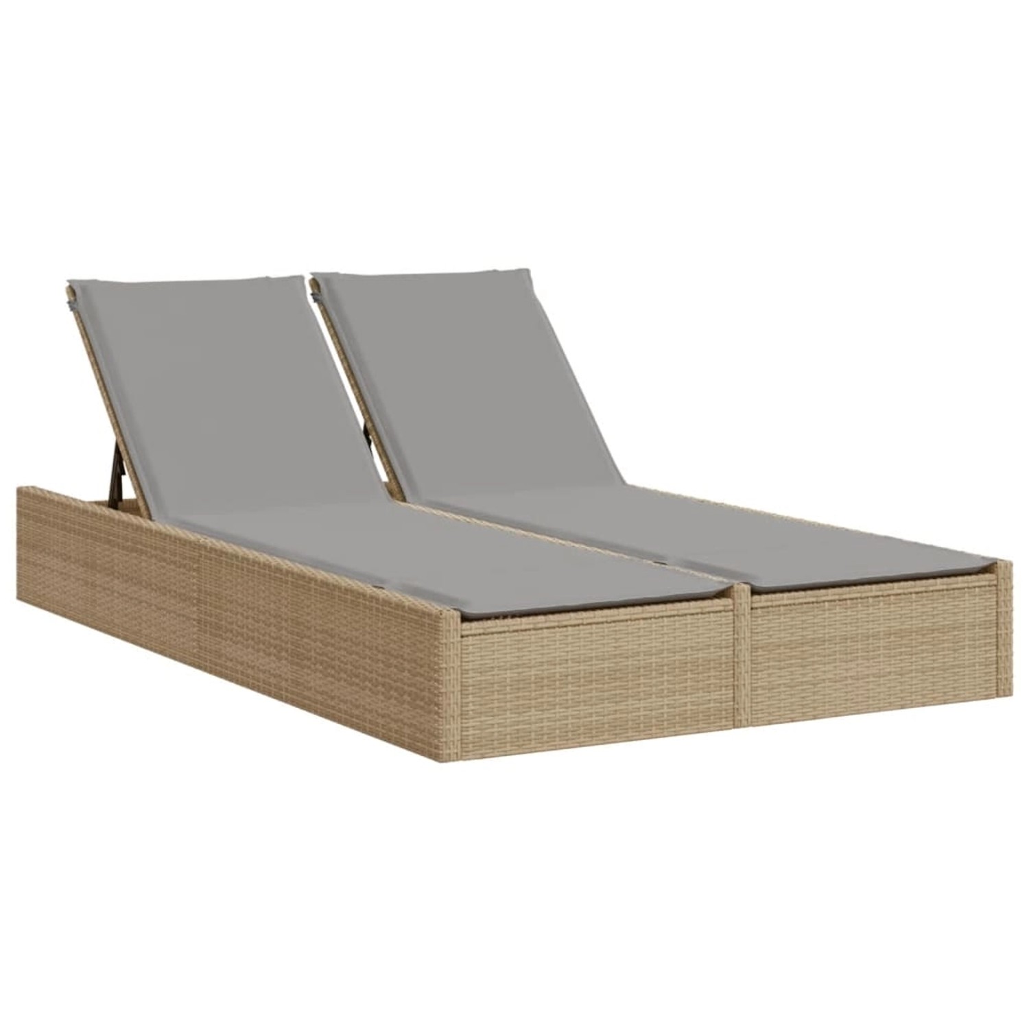 VidaXL Doppel-Sonnenliege mit Auflagen Beige Poly Rattan 123 x 200 x 28/46/61/72 cm VidaXL Doppel-Sonnenliege mit Auflagen Beige Poly Rattan 123 x 200 x 28/46/61/72 cm von VIDAXL