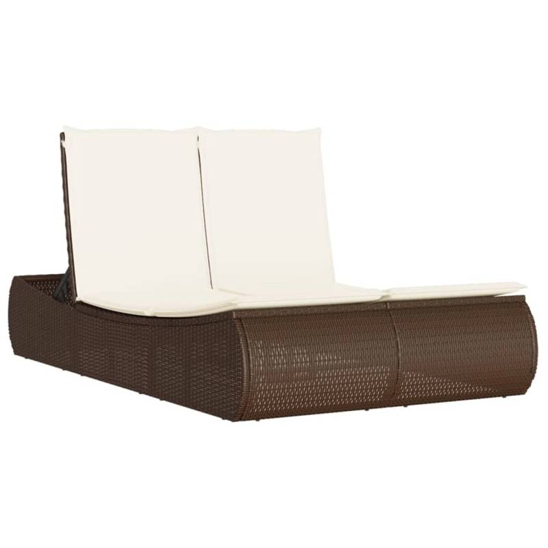 VidaXL Doppel-Sonnenliege mit Auflagen Braun Poly Rattan 110 x 200 x 75 cm von VIDAXL