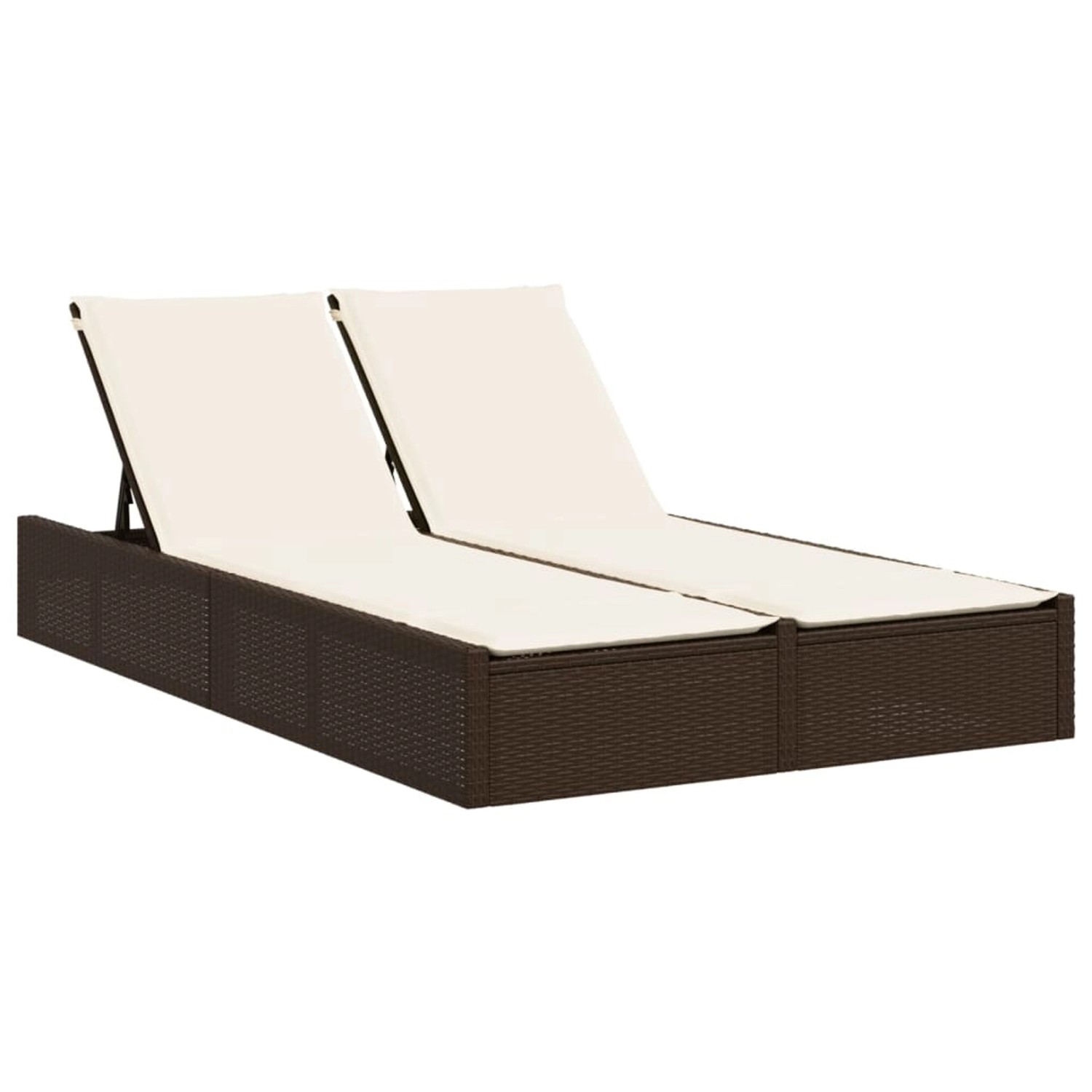 VidaXL Doppel-Sonnenliege mit Auflagen Braun Poly Rattan 123 x 200 x 28/46/61/72 cm VidaXL Doppel-Sonnenliege mit Auflagen Braun Poly Rattan 123 x 200 x 28/46/61/72 cm von VIDAXL