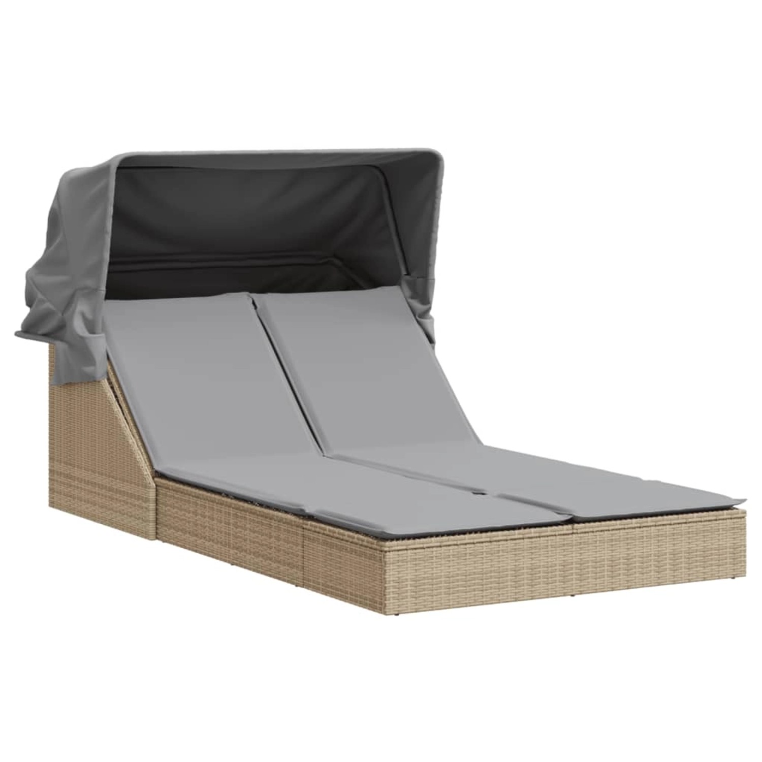 VidaXL Doppel-Sonnenliege mit Dach und Auflagen Beige Poly Rattan 108 x 236 x 102/110 cm VidaXL Doppel-Sonnenliege mit Dach und Auflagen Beige Poly Rattan 108 x 236 x 102/110 cm von VIDAXL