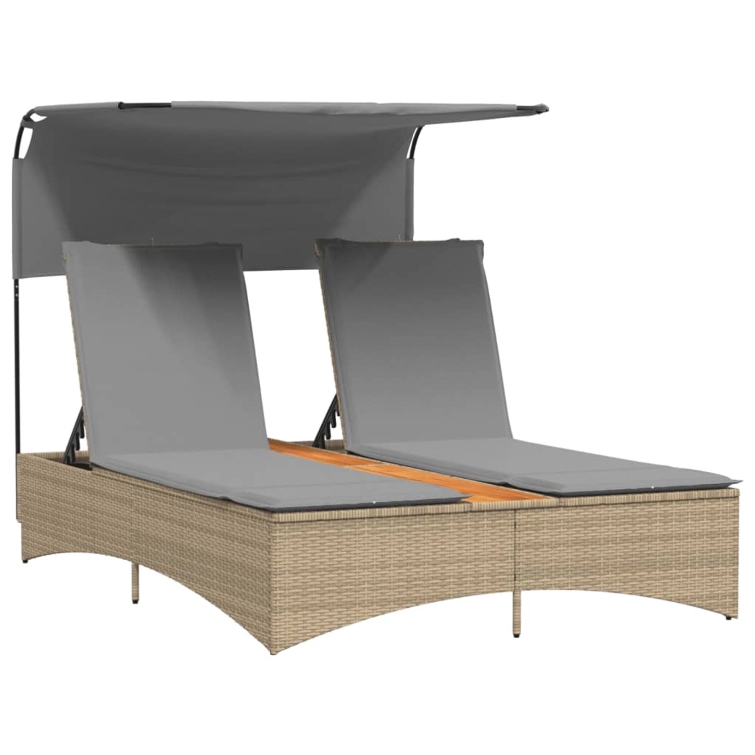 VidaXL Doppel-Sonnenliege mit Dach und Auflagen Beige Poly Rattan 136 x 202 x 140 cm VidaXL Doppel-Sonnenliege mit Dach und Auflagen Beige Poly Rattan 136 x 202 x 140 cm von VIDAXL