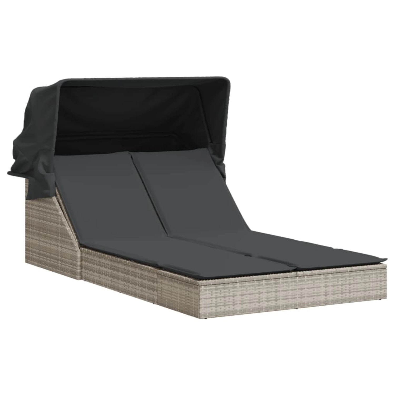 VidaXL Doppel-Sonnenliege mit Dach und Auflagen Hellgrau Poly Rattan VidaXL Doppel-Sonnenliege mit Dach und Auflagen Hellgrau Poly Rattan von VIDAXL