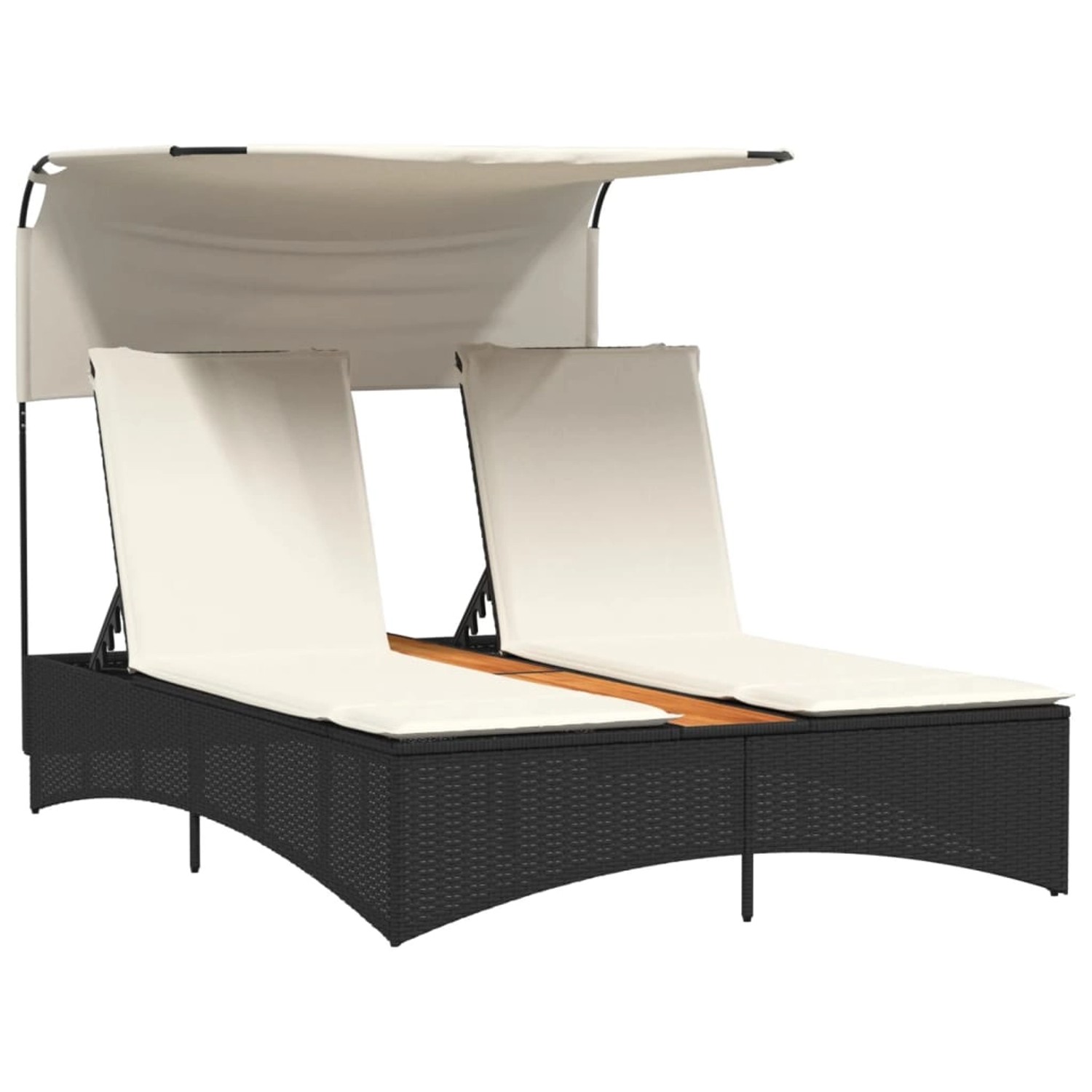 VidaXL Doppel-Sonnenliege mit Dach und Auflagen Schwarz Poly Rattan 136 x 202 x 140 cm VidaXL Doppel-Sonnenliege mit Dach und Auflagen Schwarz Poly Rattan 136 x 202 x 140 cm von VIDAXL