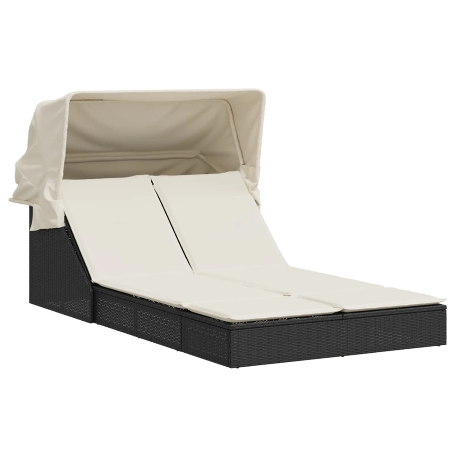 VidaXL Doppel-Sonnenliege mit Dach und Auflagen Schwarz Poly Rattan VidaXL Doppel-Sonnenliege mit Dach und Auflagen Schwarz Poly Rattan von VIDAXL