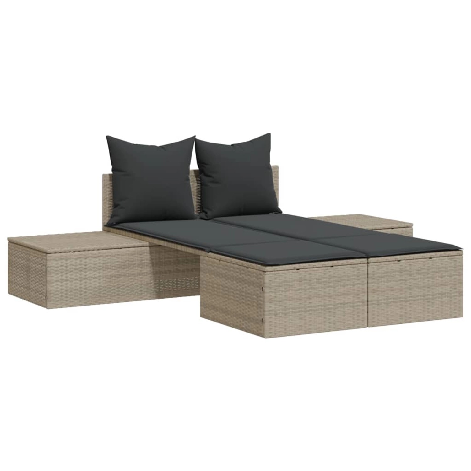 VidaXL Doppel-Sonnenliege mit Kissen Hellgrau Poly Rattan 104 x 162 x 30 cm VidaXL Doppel-Sonnenliege mit Kissen Hellgrau Poly Rattan 104 x 162 x 30 cm von VIDAXL