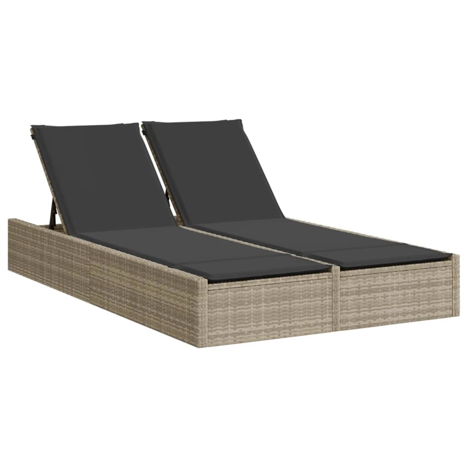 VidaXL Doppel-Sonnenliege mit Kissen Hellgrau Poly Rattan VidaXL Doppel-Sonnenliege mit Kissen Hellgrau Poly Rattan von VIDAXL