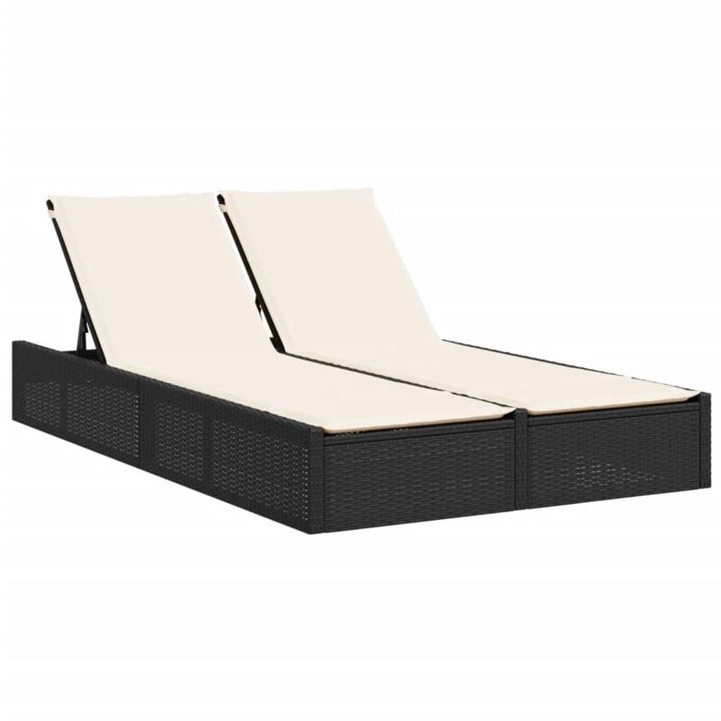 VidaXL Doppel-Sonnenliege mit Kissen Schwarz Poly Rattan von VIDAXL