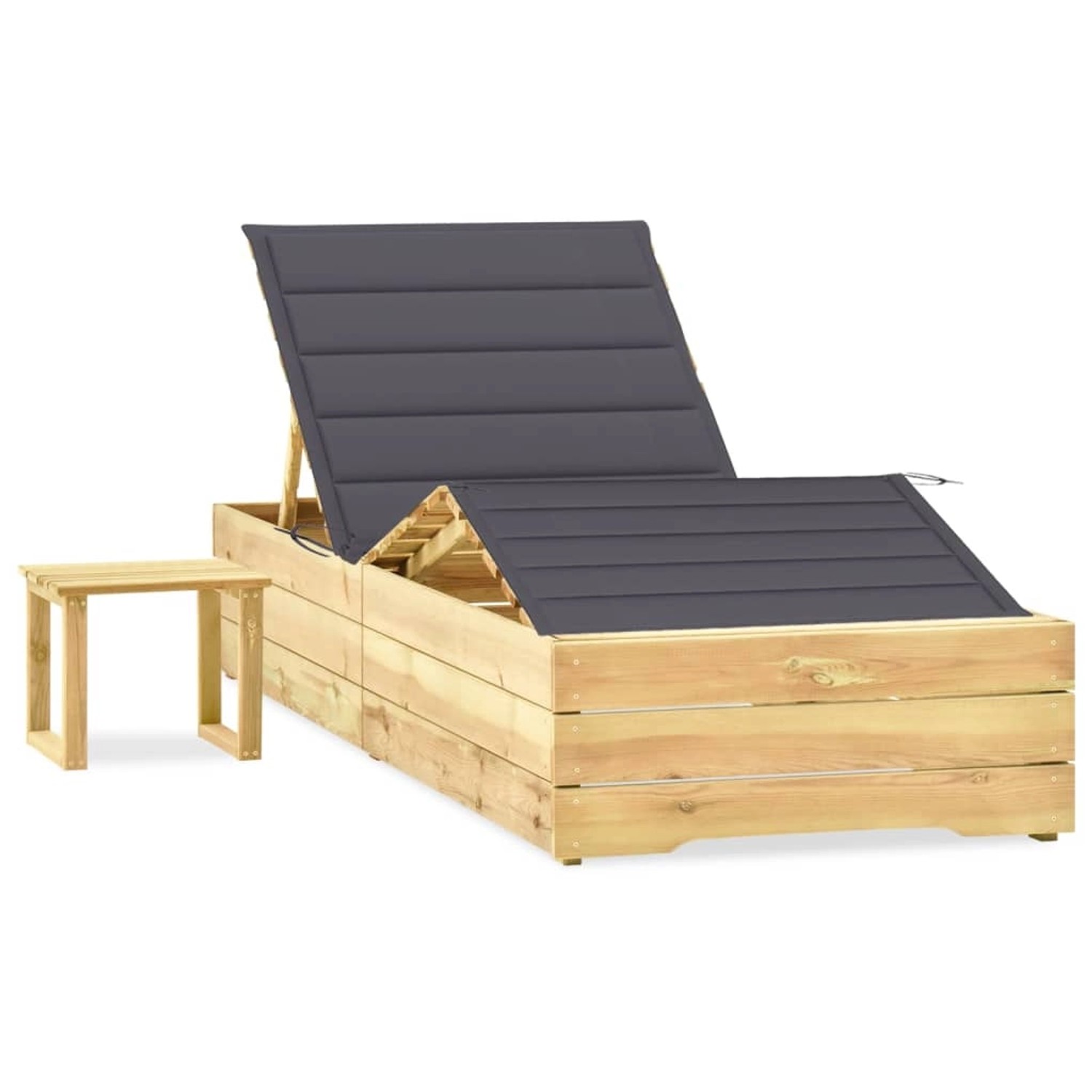 VidaXL Garten-Sonnenliege Anthrazit mit Tisch und Auflage Kiefer Imprägniert VidaXL Garten-Sonnenliege Anthrazit mit Tisch und Auflage Kiefer Imprägniert von VIDAXL