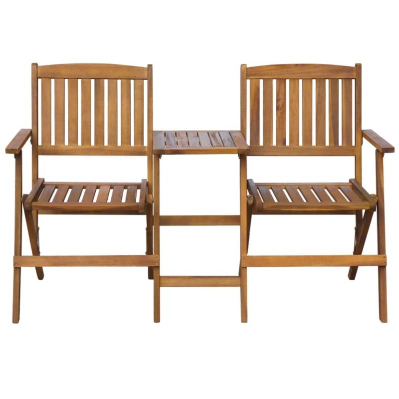 VidaXL Gartenbank Klappbar mit Teetisch 140 cm Massivholz Akazie von VIDAXL