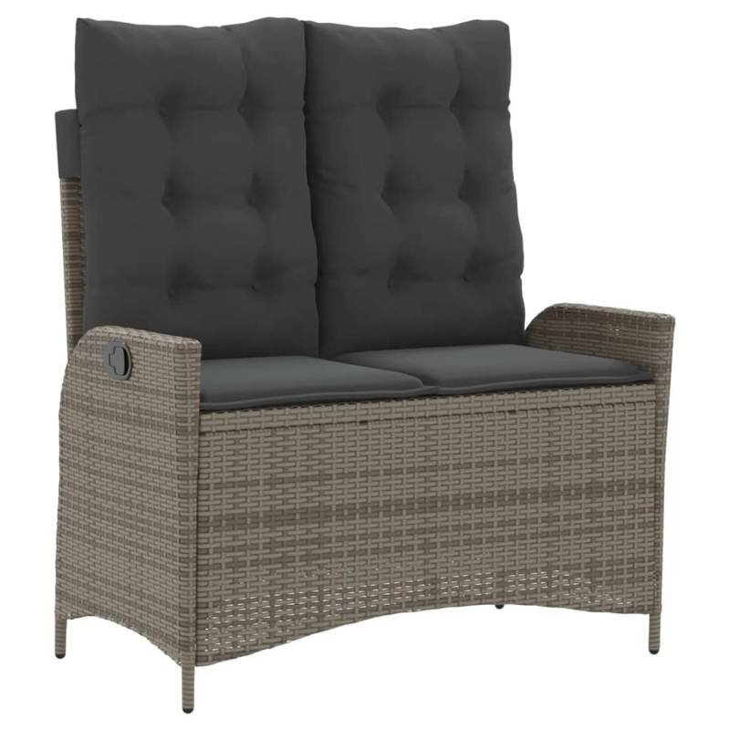 VidaXL Gartenbank Verstellbar mit Kissen Grau Poly Rattan 104 x 59 x 93 cm von VIDAXL