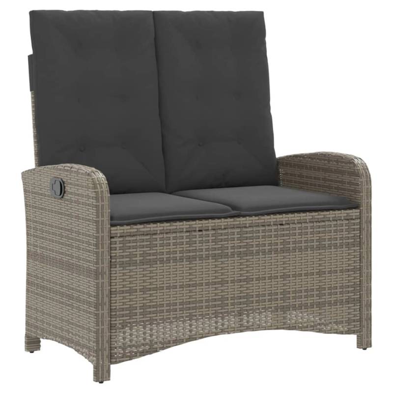 VidaXL Gartenbank Verstellbar mit Kissen Grau Poly Rattan 105 x 59 x 93 cm von VIDAXL