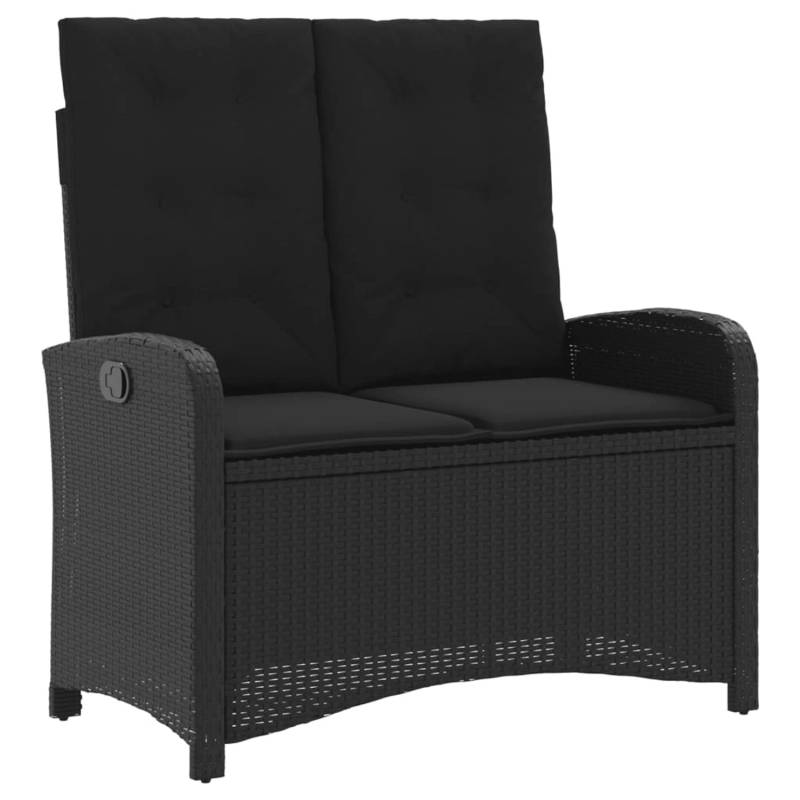 VidaXL Gartenbank Verstellbar mit Kissen Schwarz Poly Rattan 105 x 59 x 93 cm von VIDAXL