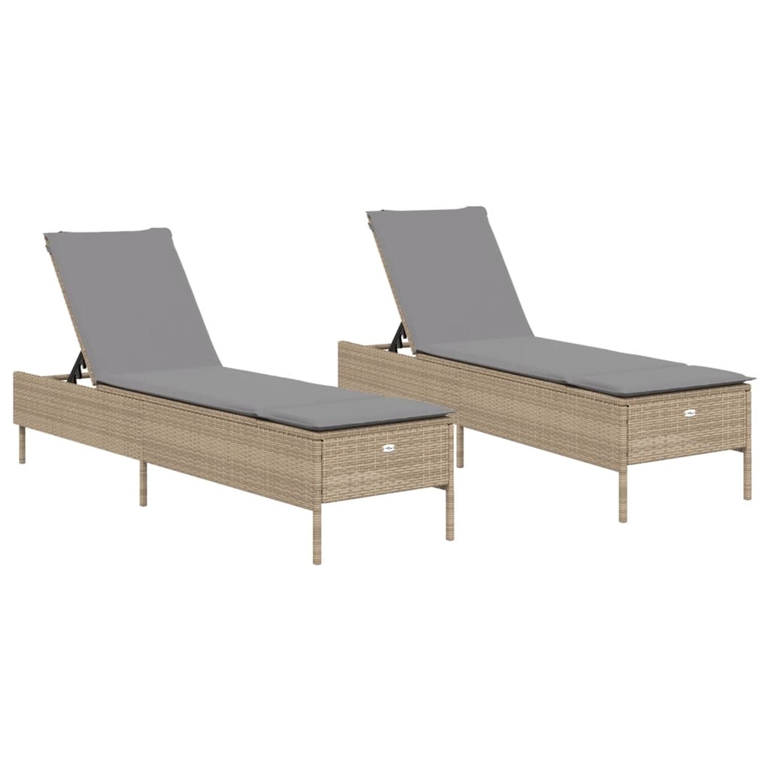 VidaXL Sonnenliegen mit Auflagen 2 Stk. Beige Poly Rattan 198 x 55 cm VidaXL Sonnenliegen mit Auflagen 2 Stk. Beige Poly Rattan 198 x 55 cm von VIDAXL