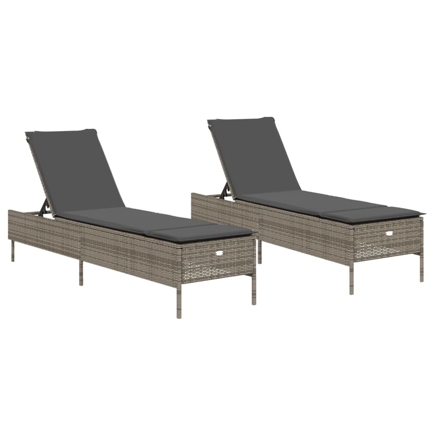 VidaXL Sonnenliegen mit Auflagen 2 Stk. Grau Poly Rattan 198 x 55 cm VidaXL Sonnenliegen mit Auflagen 2 Stk. Grau Poly Rattan 198 x 55 cm von VIDAXL