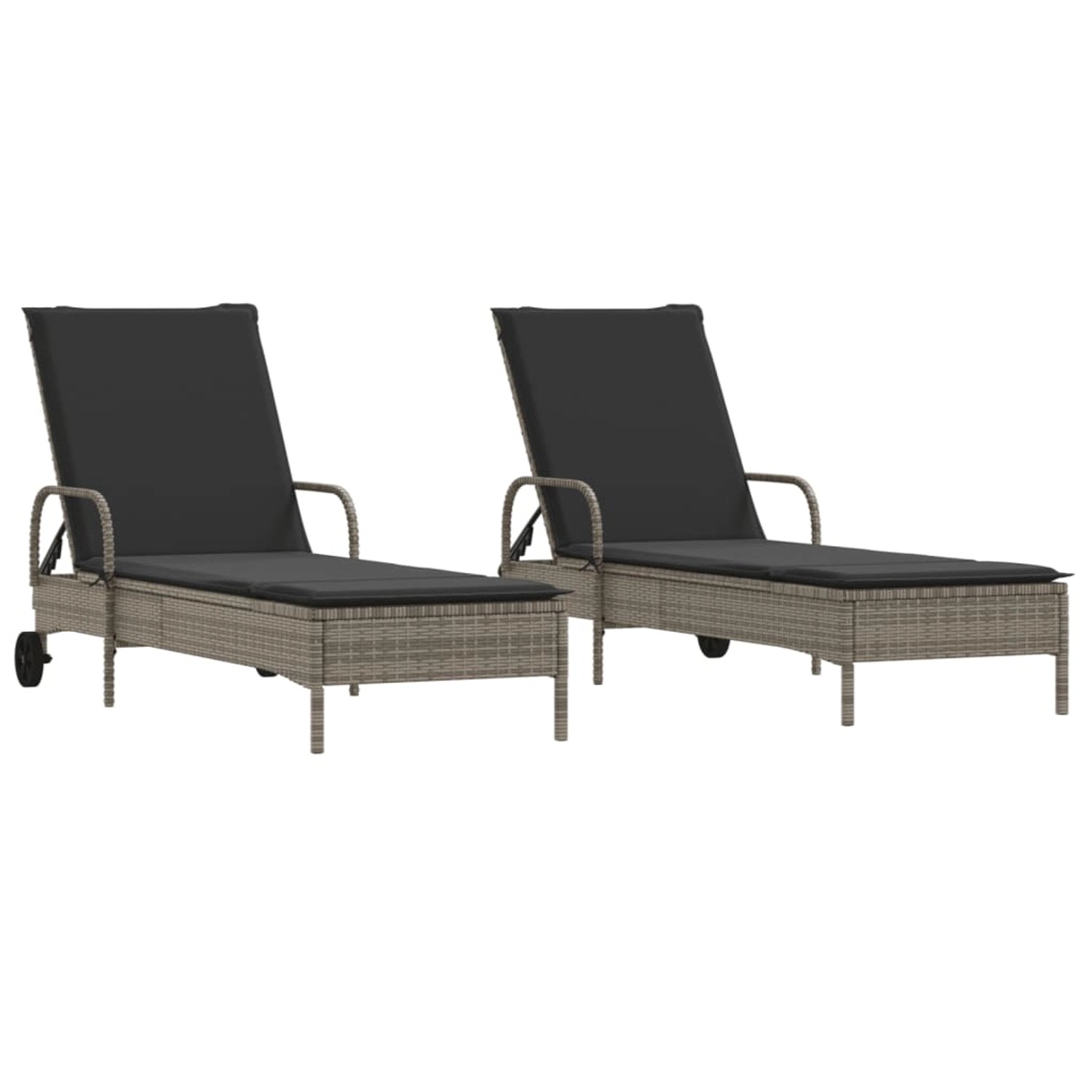 VidaXL Sonnenliegen mit Auflagen 2 Stk. Grau Poly Rattan 61 x 200 x 48 cm VidaXL Sonnenliegen mit Auflagen 2 Stk. Grau Poly Rattan 61 x 200 x 48 cm von VIDAXL