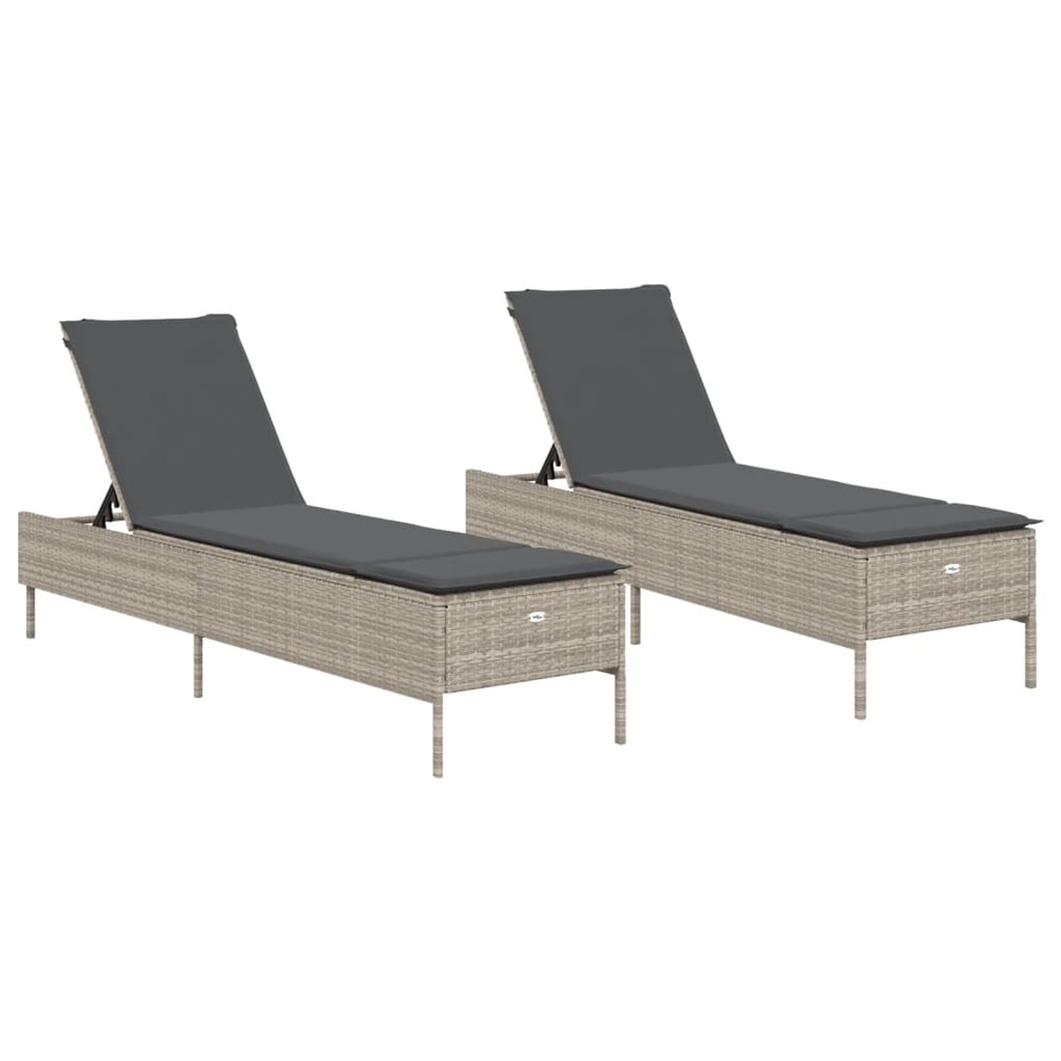 VidaXL Sonnenliegen mit Auflagen 2 Stk. Hellgrau Poly Rattan 198 x 55 cm VidaXL Sonnenliegen mit Auflagen 2 Stk. Hellgrau Poly Rattan 198 x 55 cm von VIDAXL