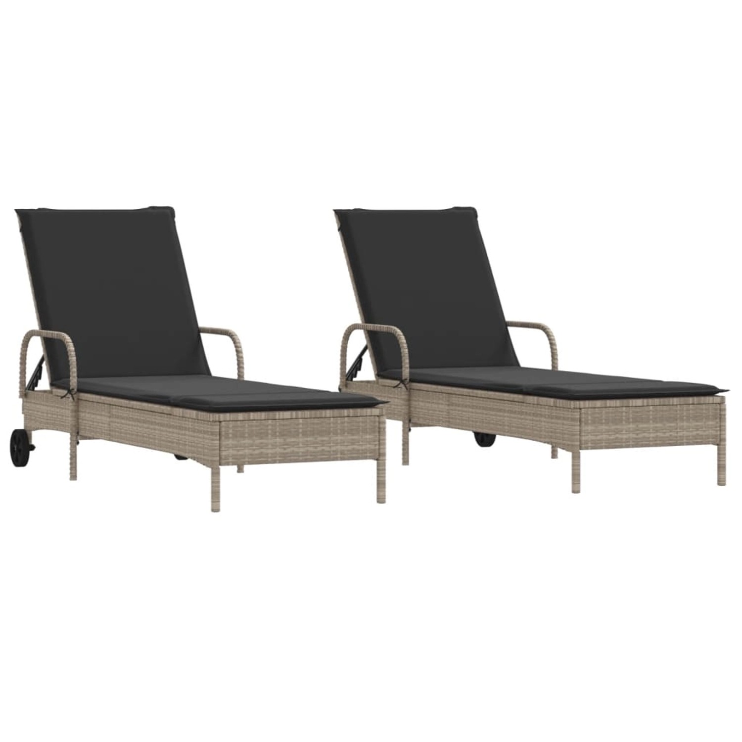 VidaXL Sonnenliegen mit Auflagen 2 Stk. Hellgrau Poly Rattan 61 x 200 x 48 cm VidaXL Sonnenliegen mit Auflagen 2 Stk. Hellgrau Poly Rattan 61 x 200 x 48 cm von VIDAXL