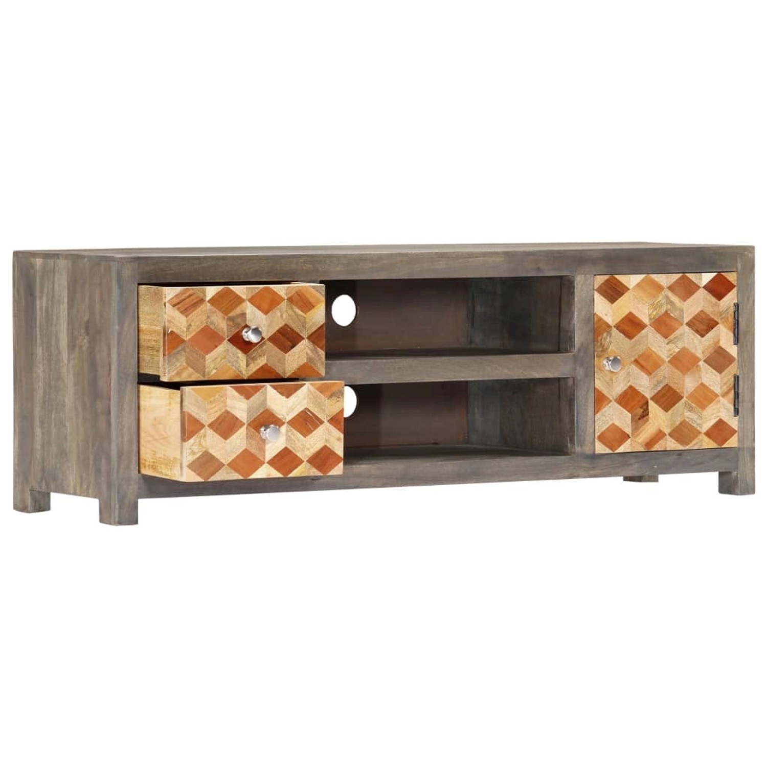 VidaXL TV-Schrank Grau 120x30x40 cm Massivholz Mango von VIDAXL