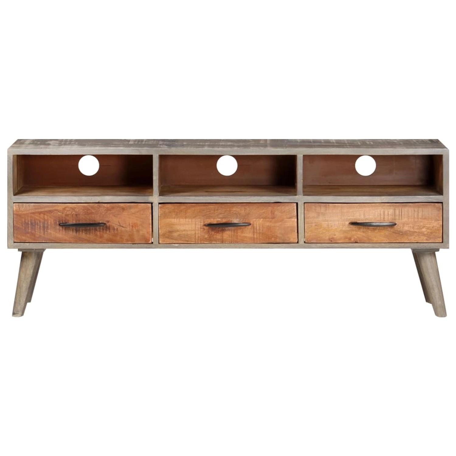 VidaXL TV-Schrank Grau 130x35x51 cm Raues Mango-Massivholz von VIDAXL